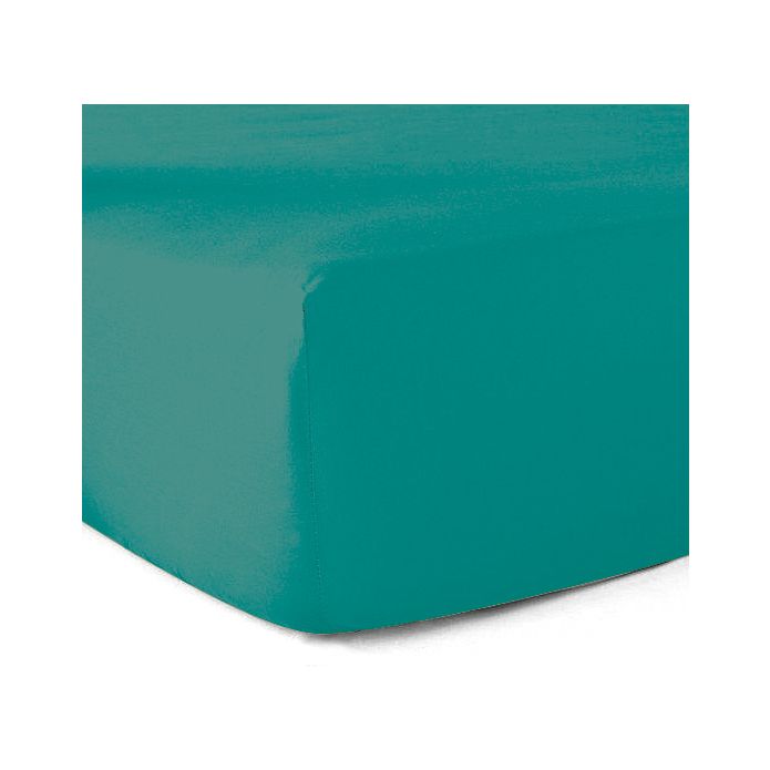 Drap-housse 100% Coton 57 Fils Vert Turquoise - 160 x 200 cm - Bonnet 30 cm