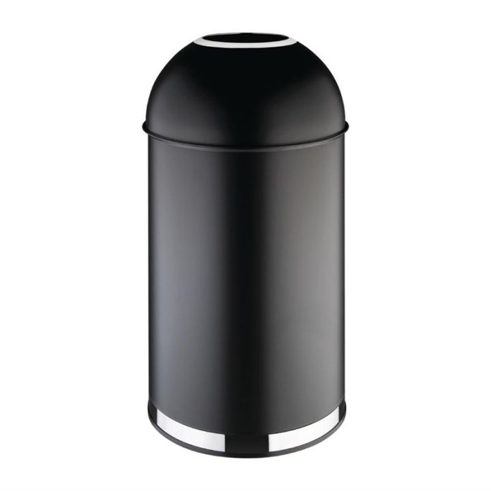 Poubelle dôme ouverte en acier noire - 40 litres - Bolero Pas Cher