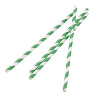 Paille biodégradable en papier Fiesta Green - Vert & blanc - Lot de 250 - 