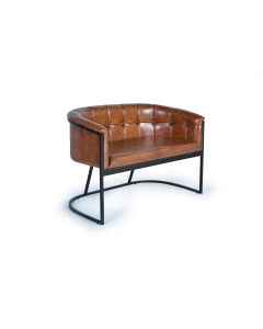 Canapé cuir marron et métal