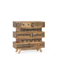 Commode réalisée à la main en bois de manguier