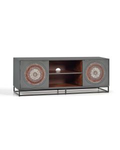 Meuble TV en manguier et pieds en métal gris et marron