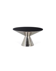 Table basse verre trempé et base métallique 40x76 cm