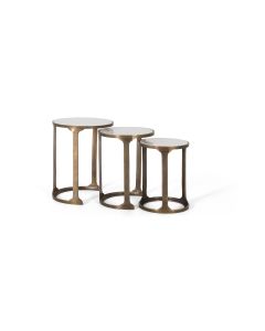 Lot de 3 tables en métal et marbre
