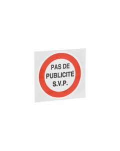 Plaque signalétique "PAS DE PUBLICITE" 100x100mm avec adhésif - THIRARD