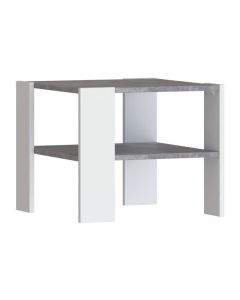 Table basse Pilvi 2 plateaux style contemporain blanc et béton clair