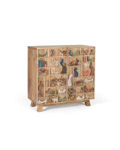Commode en bois de manguier naturel avec détails originaux