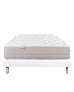 Ensemble Matelas 140x190 cm, Dreamlux, 26 cm, ressorts ensachés mousse mémoire de forme, ferme, face été/hiver + sommier blanc ep 13cm