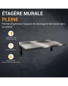 Etagères murale inox pleine console fixe  - L2G