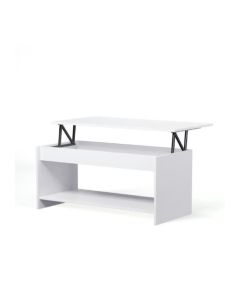 Table basse relevable HAPPY style contemporain blanc mat - L 100 x l 50 cm