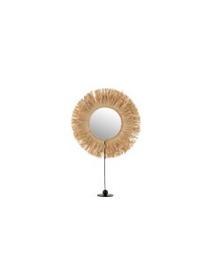 Miroir rond sur socle en Raphia naturel 41x9x51 cm