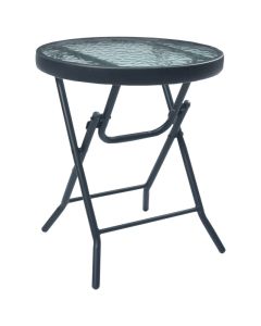 Table de bistro pliable noir en acier et verre 40x46 cm - Design élégant pour jardin et terrasse