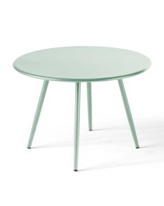 Table basse de terrasse ronde en métal vert sauge 50 cm