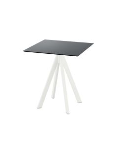 Table de bistrot Infinity avec piètement blanc + plateau HPL noir 70x70 cm