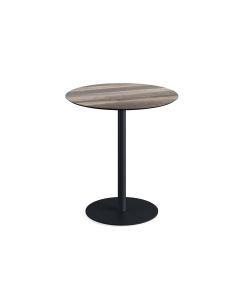 Urban table de bistrot avec piètement noir + plateau HPL aspect bois Ø70 cm - Veba