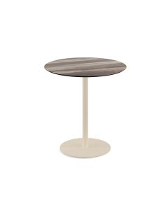 Urban table de bistrot avec piètement sable + plateau HPL aspect bois Ø70 cm - Veba