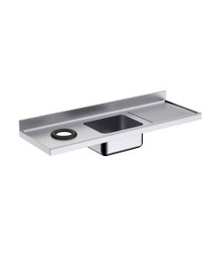 Plonge Inox avec Bac, Égouttoir et Trou Vide-Déchets - 1800 x 600 - Distform
