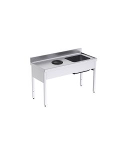 Plonge Inox avec Bâti, Bac et Trou Vide-Déchets - 1400 x 700 - Distform