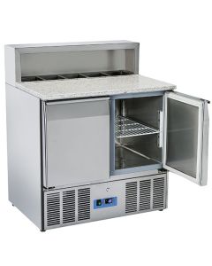 Table à Pizza avec 2 Portes GN 1/1, 5x GN 1/6 h 150 mm, 0°/+8°C - Virtus
