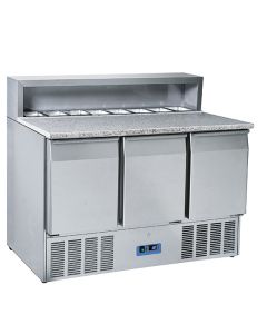 Table à Pizza avec 3 Portes GN 1/1, 8x GN 1/6 h 150 mm, 0°/+8°C - Virtus