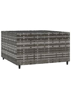 Table basse de jardin carrée en résine tressée gris avec dessus en verre trempé 50x50x30 cm