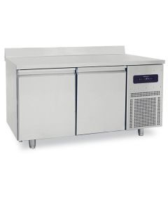 Table congélateur pâtisserie avec 2 portes 600x400 mm et plan de travail en inox avec dosseret- Virtus