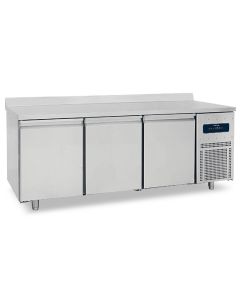 Table réfrigérée pâtisserie avec 3 portes 600x400 mm et plan de travail en inox avec dosseret- Virtus