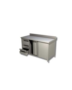 Table sur armoire 1 porte battante avec 3 tiroirs a gauche avec dosseret