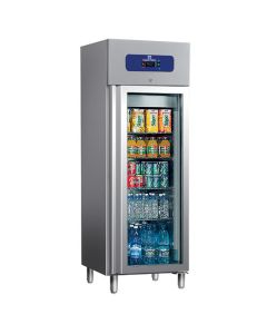 Réfrigérateur 400 Litres En Inox Avec Porte En Verre, 460X485 mm, -2°/+8°C - Mastro