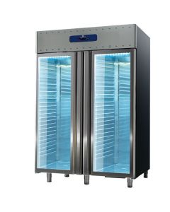 Réfrigérateur 1400 Litres En Inox Avec Portes En Verre, GN 2/1, -2°/+8°C, 85 mm Isolation - Virtus
