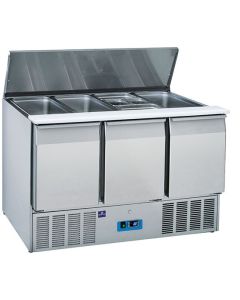 Saladette Avec 3 Portes GN 1/1 Et Couvercle, 12X GN 1/3 H 150 mm, 0°/+8°C - Virtus