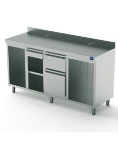 Meuble neutre inox pour Machine à Café 2000 mm Avec Élément Pour Lave-Vaisselle Et Producteur Glaçons - Virtus