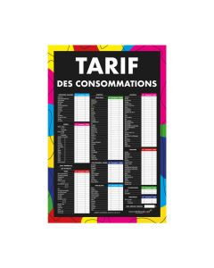 Panneau "TARIF DES CONSOMMATIONS" moderne dimensions 60 x 40 cm