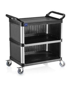 Chariot Multiservice En Plastique Avec 3 Niveaux, Sur 3 Côtés Aussi, 520X960 mm - Virtus