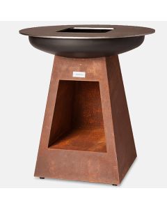 Gril Bbq à Bois Avec Compartiment Pour Le Bois, Hauteur 100 cm, Corten Version - Virtus - BBQVCS100