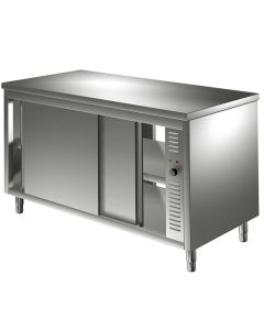 Meuble Inox Bas Chauffant Traversant avec Portes Coulissantes - Gamme 600 - Virtus