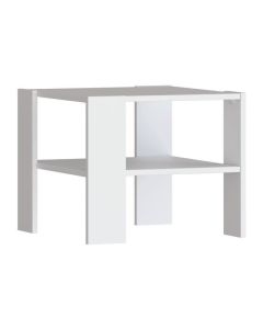 Table basse PILVI 2 plateaux - style contemporain - décor blanc - 55 x 55 x 45 cm