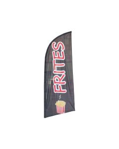 Drapeau publicitaire "FRITES" (noir) de dimensions 225 x 85 cm