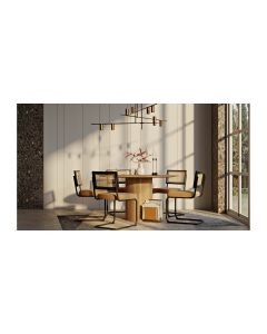 Chaise de salle à manger - tapissée en velours - Bois et rotin - Puila