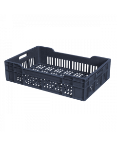 Caisse ajourée avec poignées 600 x 400  - Gris 25 L Gilac