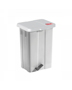 Poubelle compacte à pédale + couvercle  - Blanc 50 L Gilac