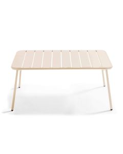 Table basse de terrasse acier ivoire 90 x 50 cm