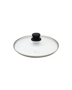 Couvercle DE BUYER en verre cerclé inox avec bouton bakélite/inox