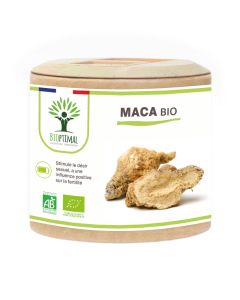 Maca Bio - Complément alimentaire - Énergie Aphrodisiaque - Poudre Maca Origine Pérou - Conditionné en France - Vegan - 60 Gélules