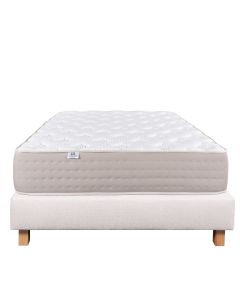 Ensemble Matelas 140x190 cm, Dreamlux, 26 cm, ressorts ensachés mousse mémoire de forme, ferme, face été/hiver + sommier beige ep20cm