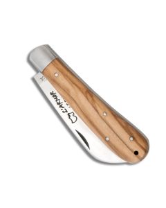 Couteau Laguiole en acier inoxydable 12C27 avec manche en bois d'olivier et nœud plat
