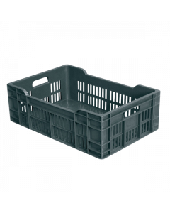 Caisse ajourée fond plein 600 x 400  - Gris 40 L Gilac