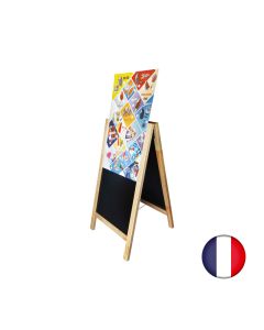 Chevalet stop trottoir avec 2 ardoises amovibles + glissières pour affiches PVC 1 mm