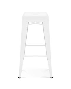 Tabouret de bar en métal blanc mat