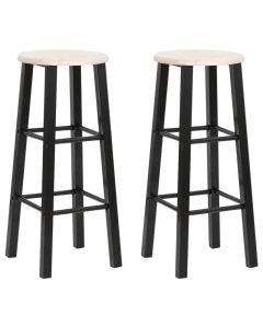 Lot de 2 Tabourets de Bar Noir en MDF avec Repose-Pieds Intégré